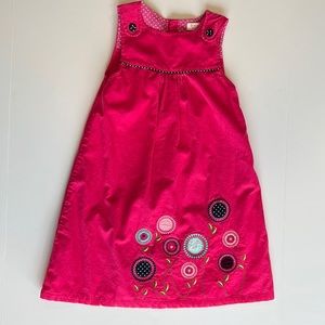 Girls Pink Summer Sleeveless Corduroy Dress, Size 7, Height 122cm